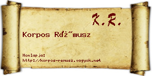 Korpos Rémusz névjegykártya